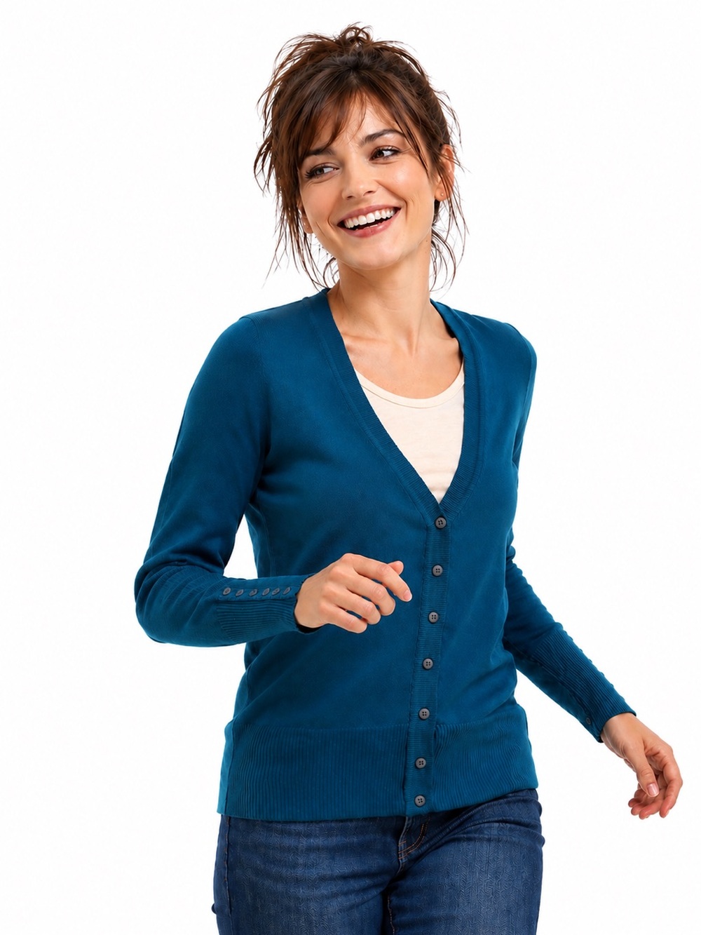 Turquoise buttoned cardigan